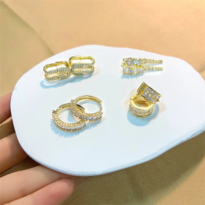 1 Pair Casual Sweet Shiny Round Plating Inlay Copper Zircon Gold Plated Earrings