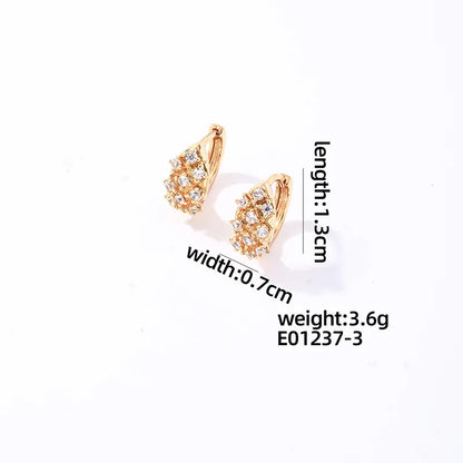 1 Pair Casual Sweet Shiny Round Plating Inlay Copper Zircon K Gold Plated Earrings