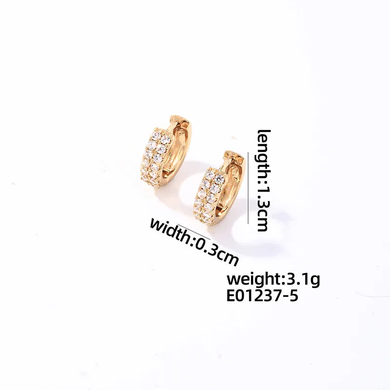 1 Pair Casual Sweet Shiny Round Plating Inlay Copper Zircon K Gold Plated Earrings