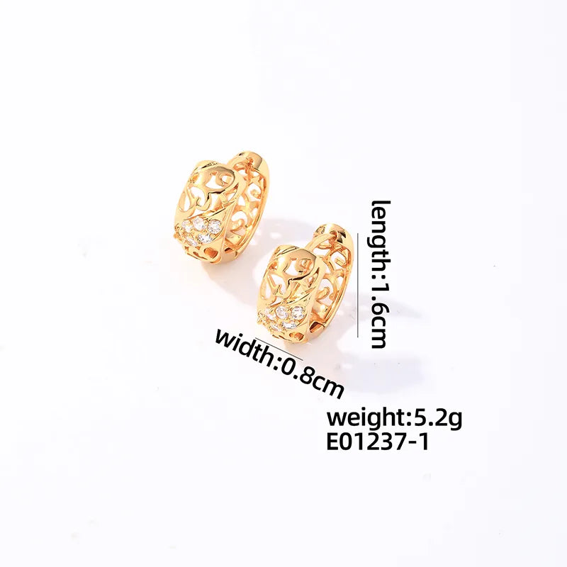 1 Pair Casual Sweet Shiny Round Plating Inlay Copper Zircon K Gold Plated Earrings