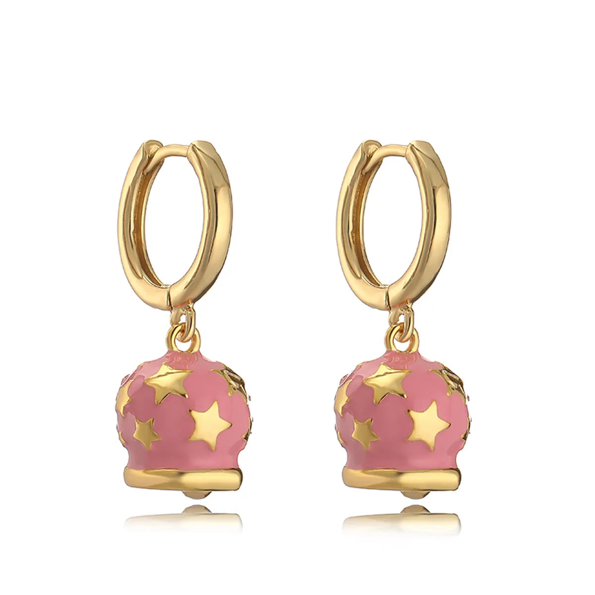 1 Pair Casual Sweet Simple Style Bell Enamel Plating Copper 18k Gold Plated Drop Earrings