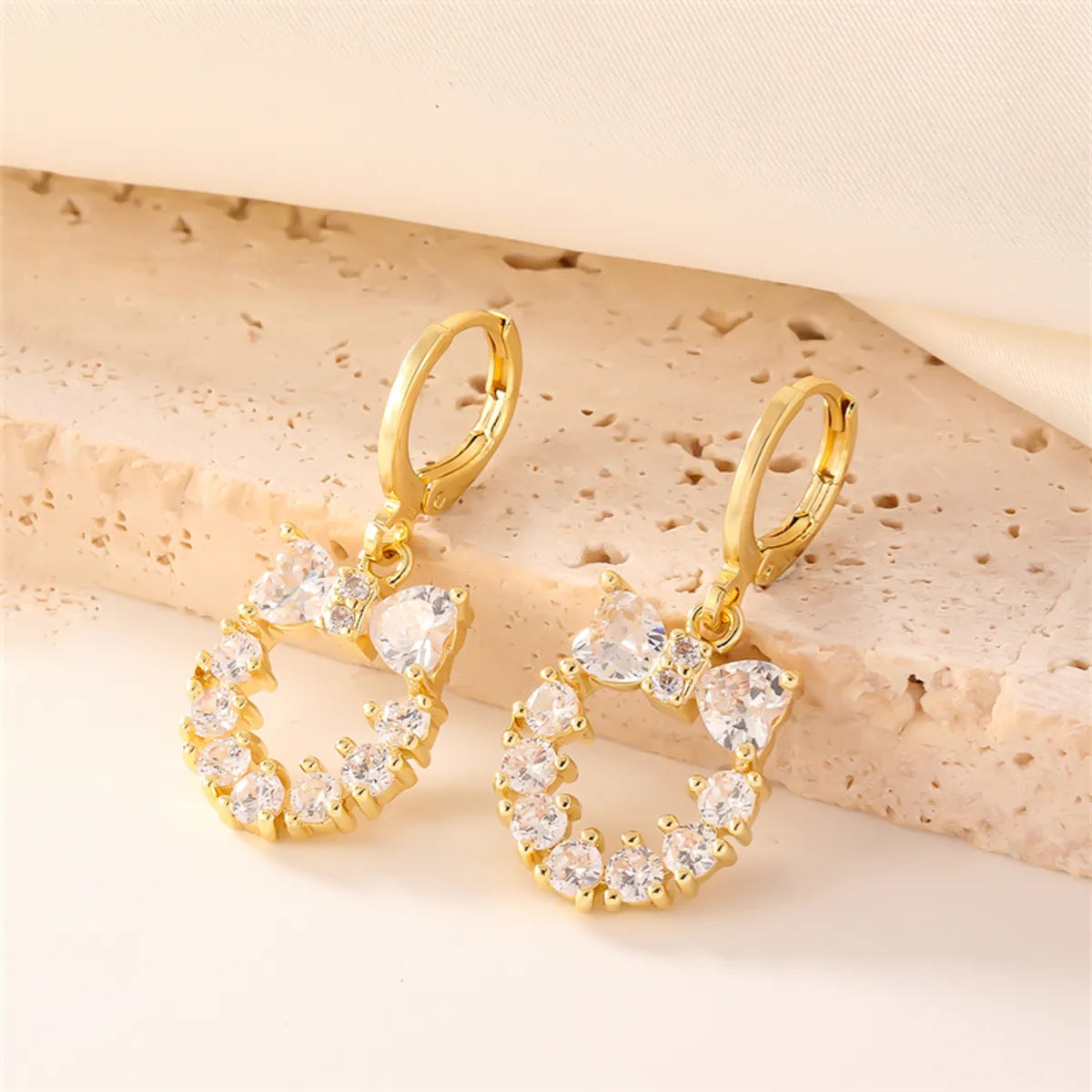 1 Pair Casual Sweet Simple Style Heart Shape Plating Inlay Stainless Steel Zircon Drop Earrings