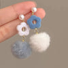 1 Pair Casual Sweet Simple Style U Shape Heart Shape Bow Knot Beaded Enamel Inlay Alloy Rhinestones Pearl Drop Earrings