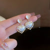 1 Pair Casual Sweet Simple Style U Shape Heart Shape Bow Knot Beaded Enamel Inlay Alloy Rhinestones Pearl Drop Earrings