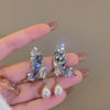 1 Pair Casual Sweet Simple Style U Shape Heart Shape Bow Knot Beaded Enamel Inlay Alloy Rhinestones Pearl Drop Earrings