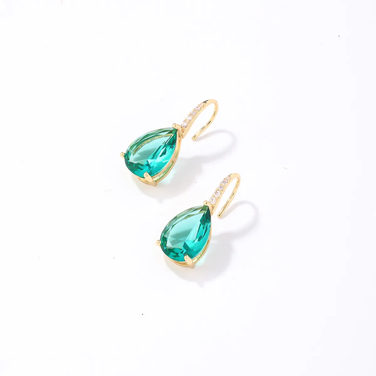 1 Pair Casual Sweet Water Droplets Flower Plating Inlay Copper Zircon Gold Plated Ear Studs