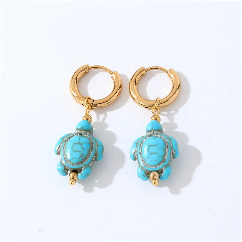 1 Pair Casual Tortoise Plating 304 Stainless Steel Copper K Gold Plated Drop Earrings