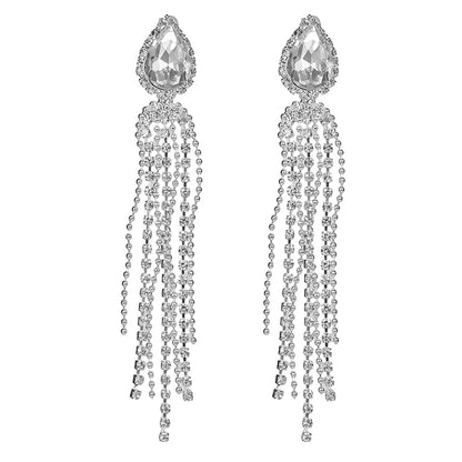 1 Pair Casual Tropical Tassel Inlay 316 Stainless Steel  Rhinestones Drop Earrings