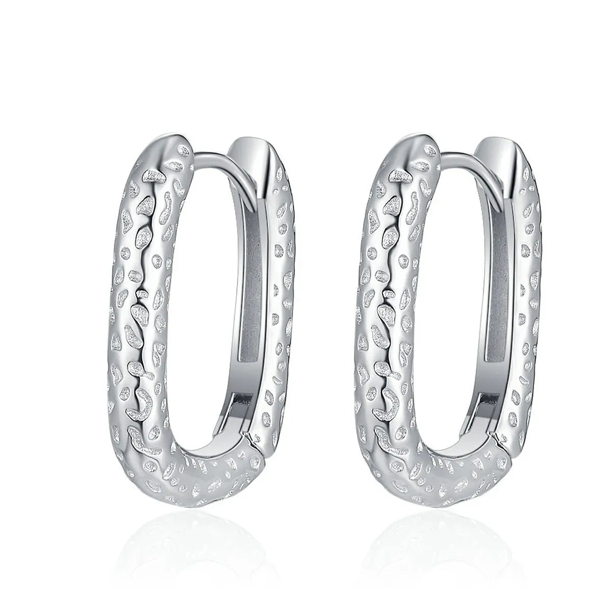 1 Pair Casual U Shape Plating Sterling Silver White Gold Plated Earrings