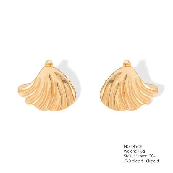 1 Pair Casual Vacation Beach Scallop Heart Shape Bow Knot 304 Stainless Steel 18K Gold Plated Earrings Ear Studs