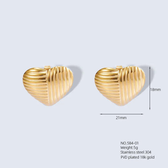 1 Pair Casual Vacation Beach Scallop Heart Shape Bow Knot 304 Stainless Steel 18K Gold Plated Earrings Ear Studs