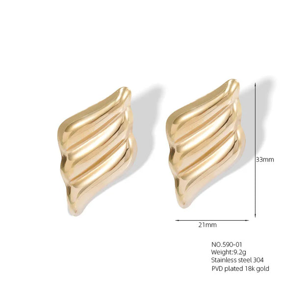 1 Pair Casual Vacation Beach Scallop Heart Shape Bow Knot 304 Stainless Steel 18K Gold Plated Earrings Ear Studs