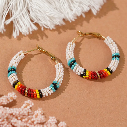 1 Pair Casual Vacation Bohemian Geometric Beaded Glass Earrings