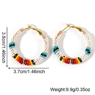 1 Pair Casual Vacation Bohemian Geometric Beaded Glass Earrings