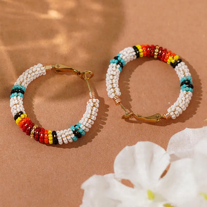 1 Pair Casual Vacation Bohemian Geometric Beaded Glass Earrings