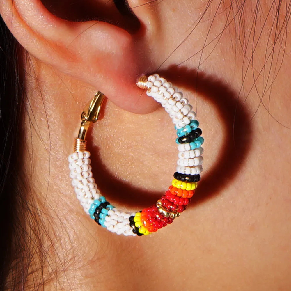 1 Pair Casual Vacation Bohemian Geometric Beaded Glass Earrings