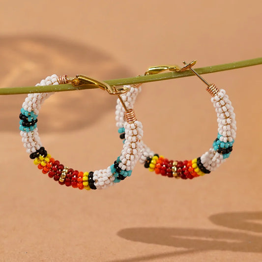 1 Pair Casual Vacation Bohemian Geometric Beaded Glass Earrings