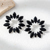 1 Pair Casual Vacation Circle Leaves Inlay Alloy Rhinestones Ear Studs