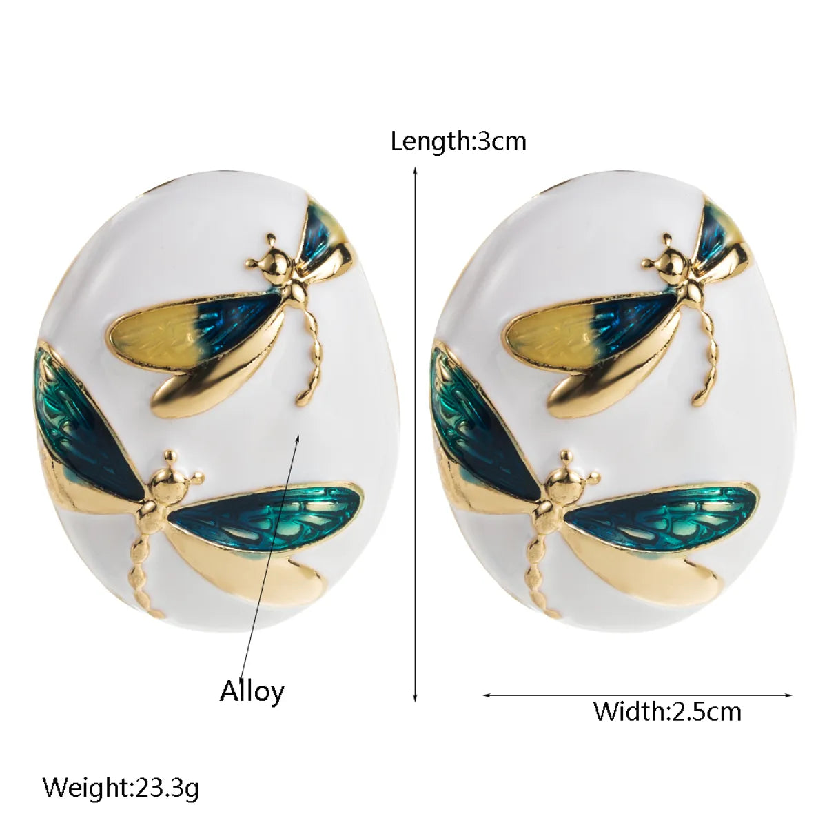 1 Pair Casual Vacation Classic Style Dragonfly Enamel Alloy Gold Plated Ear Studs