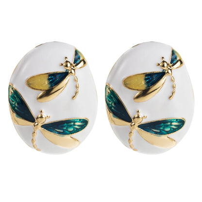 1 Pair Casual Vacation Classic Style Dragonfly Enamel Alloy Gold Plated Ear Studs