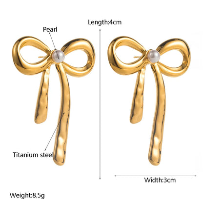 1 Pair Casual Vacation Classic Style Flower Bow Knot Inlay Imitation Pearl Alloy Pearl Gold Plated Silver Plated Ear Studs