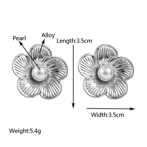1 Pair Casual Vacation Classic Style Flower Inlay Alloy Artificial Pearls Resin Gold Plated Silver Plated Ear Studs