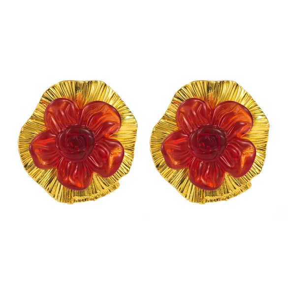 1 Pair Casual Vacation Classic Style Flower Inlay Alloy Artificial Pearls Resin Gold Plated Silver Plated Ear Studs