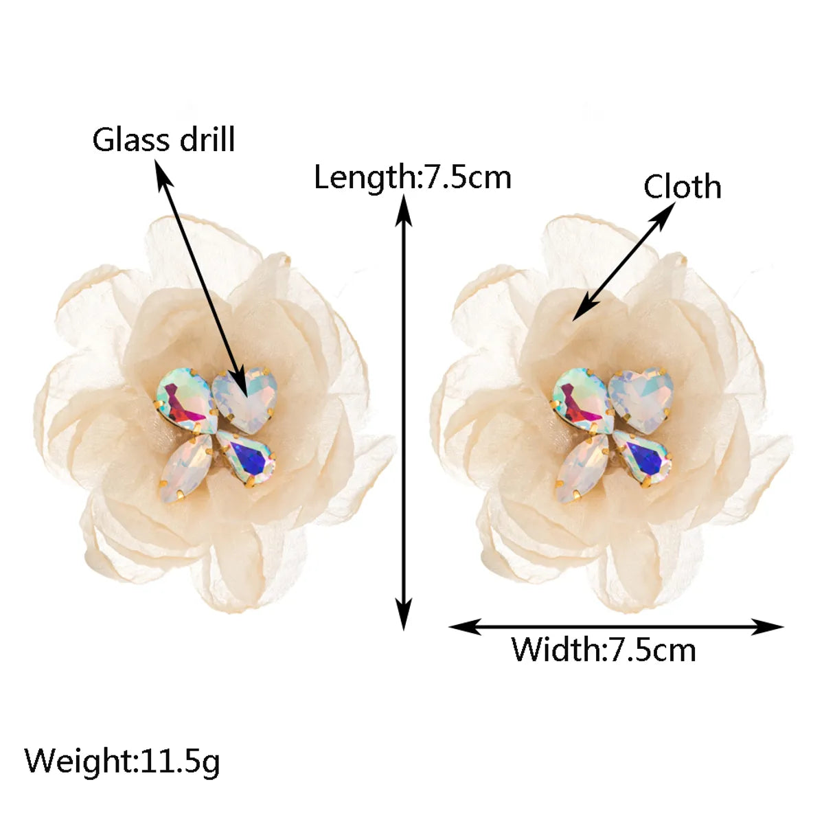 1 Pair Casual Vacation Classic Style Flower Inlay Alloy Cloth Glass Silver Plated Ear Studs