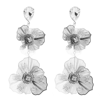 1 Pair Casual Vacation Classic Style Flower Inlay Alloy Glass Rhinestones Gold Plated Silver Plated Drop Earrings