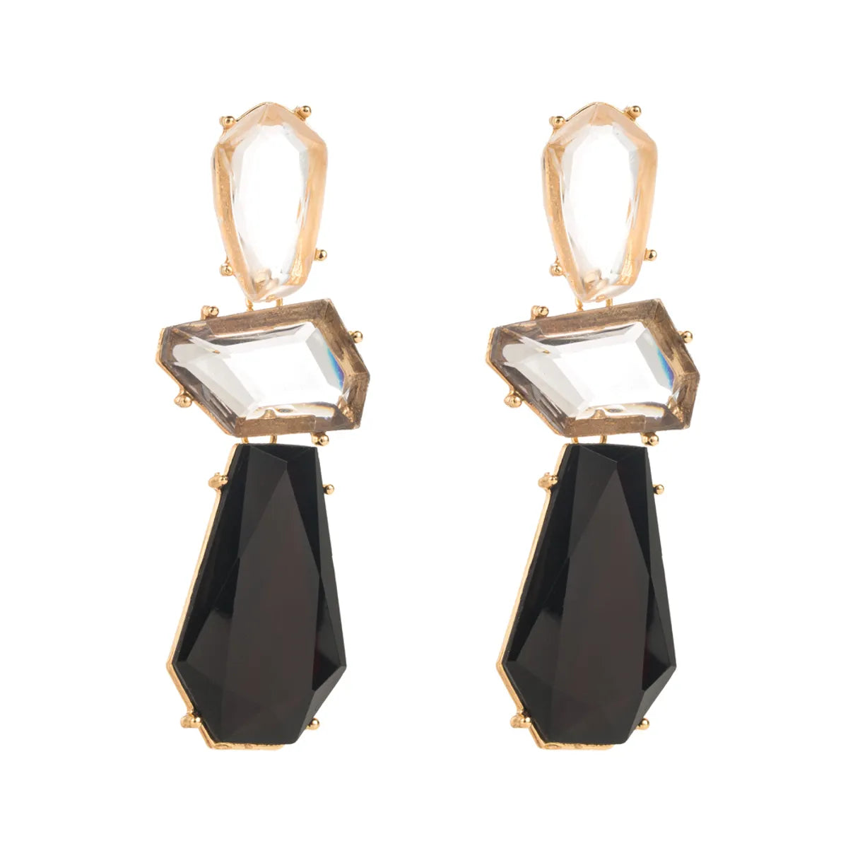 1 Pair Casual Vacation Classic Style Geometric Patchwork Inlay Alloy Resin Resin 14K Gold Plated Drop Earrings