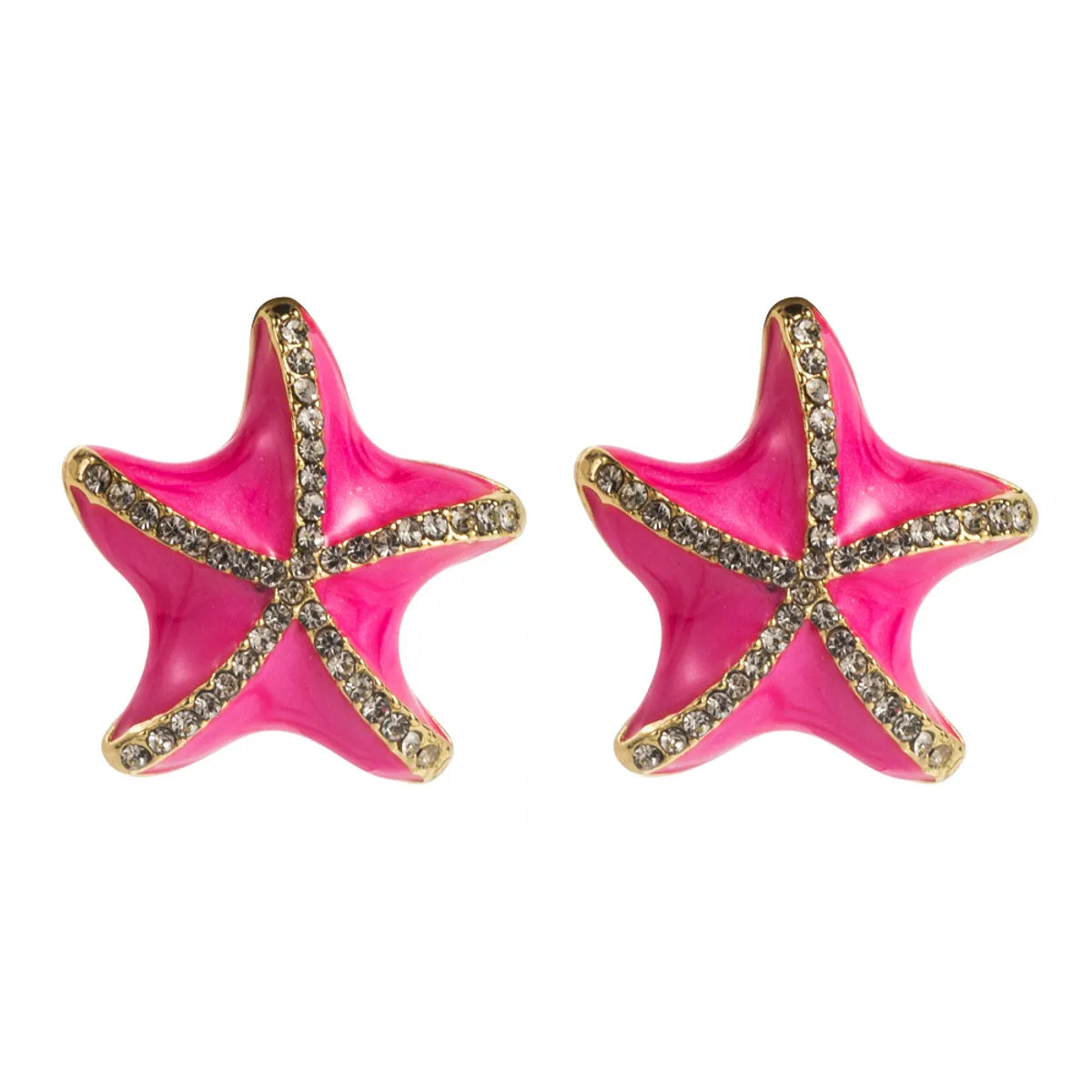 1 Pair Casual Vacation Classic Style Starfish Inlay Alloy Rhinestones Silver Plated Ear Studs