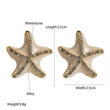 1 Pair Casual Vacation Classic Style Starfish Inlay Alloy Rhinestones Silver Plated Ear Studs