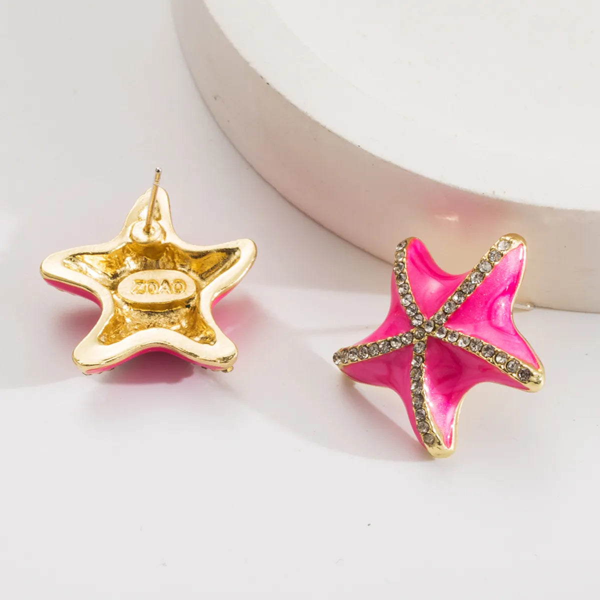 1 Pair Casual Vacation Classic Style Starfish Inlay Alloy Rhinestones Silver Plated Ear Studs