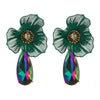 1 Pair Casual Vacation Classic Style Water Droplets Flower Inlay Alloy Rhinestones Glass Silver Plated Drop Earrings