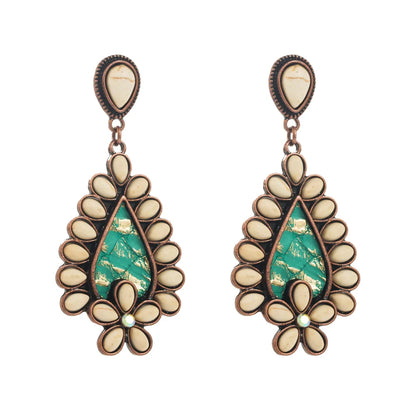 1 Pair Casual Vacation Classic Style Water Droplets Inlay Alloy Turquoise Silver Plated Drop Earrings