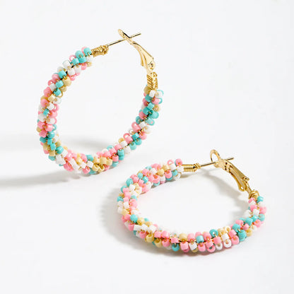 1 Pair Casual Vacation Color Block Handmade Braid Alloy Plastic Earrings