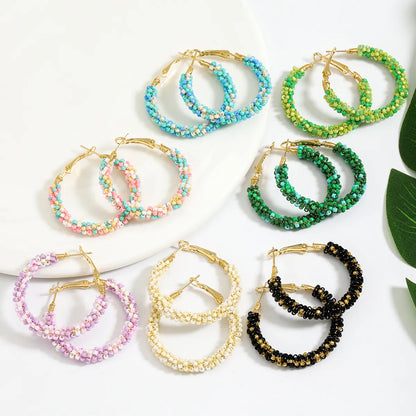 1 Pair Casual Vacation Color Block Handmade Braid Alloy Plastic Earrings