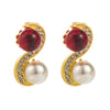 1 Pair Casual Vacation Color Block Plating Inlay Alloy Resin Resin Rhinestones Pearl 14K Gold Plated Drop Earrings