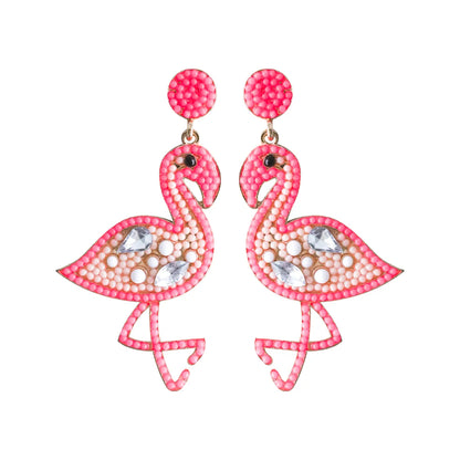 1 Pair Casual Vacation Flamingo Inlay Alloy Resin Drop Earrings