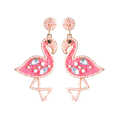 1 Pair Casual Vacation Flamingo Inlay Alloy Resin Drop Earrings