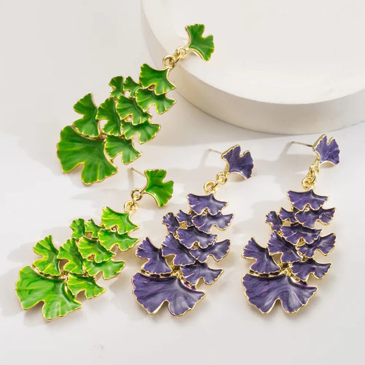 1 Pair Casual Vacation Flower Enamel Alloy Gold Plated Drop Earrings