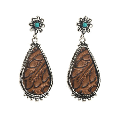 1 Pair Casual Vacation Modern Style Color Block Plating Inlay Alloy Turquoise Turquoise Silver Plated Drop Earrings