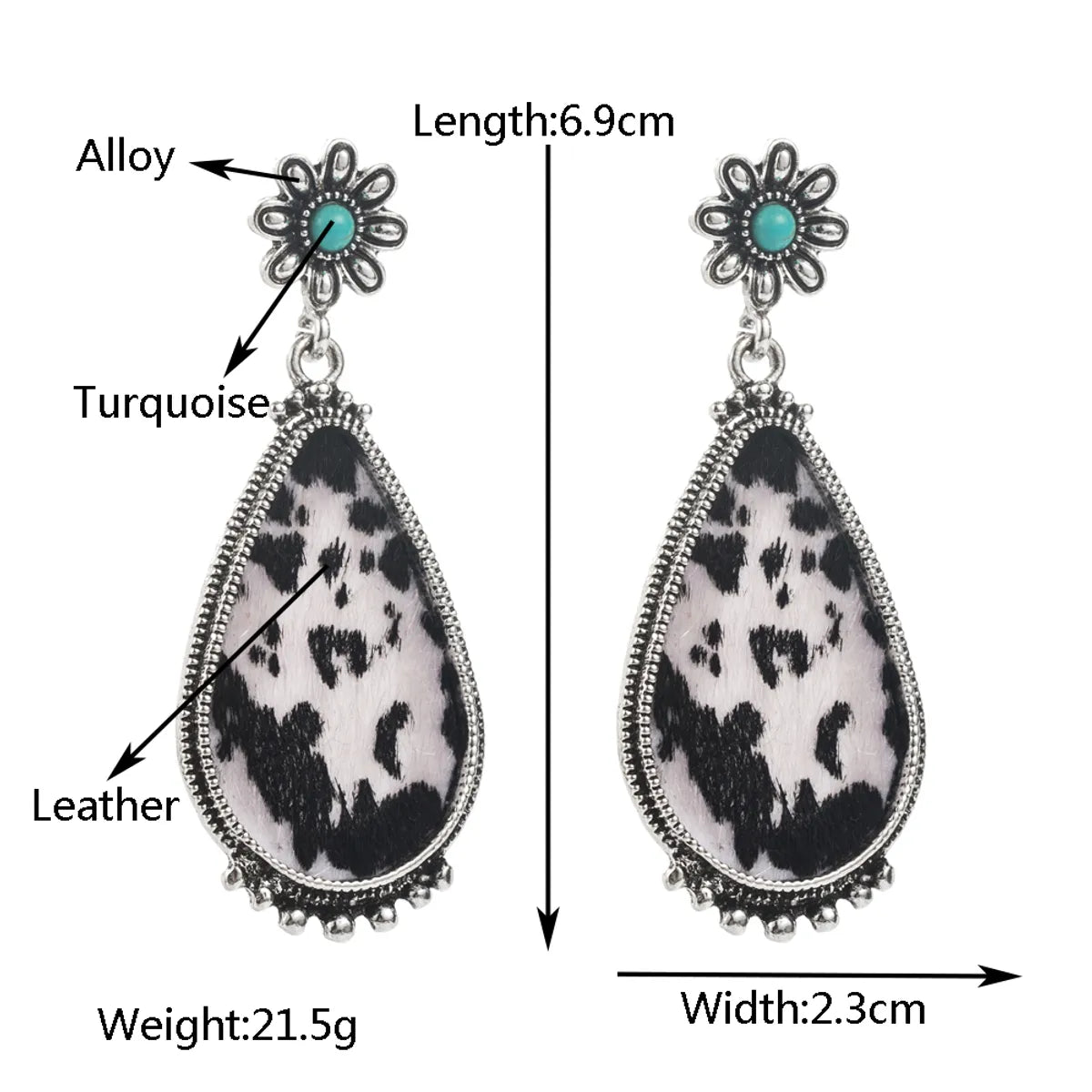 1 Pair Casual Vacation Modern Style Color Block Plating Inlay Alloy Turquoise Turquoise Silver Plated Drop Earrings