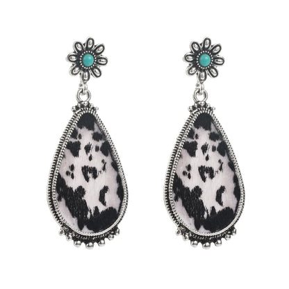 1 Pair Casual Vacation Modern Style Color Block Plating Inlay Alloy Turquoise Turquoise Silver Plated Drop Earrings