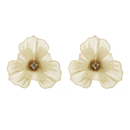 1 Pair Casual Vacation Modern Style Flower Hollow Out Inlay Alloy Rhinestones Gold Plated Silver Plated Ear Studs