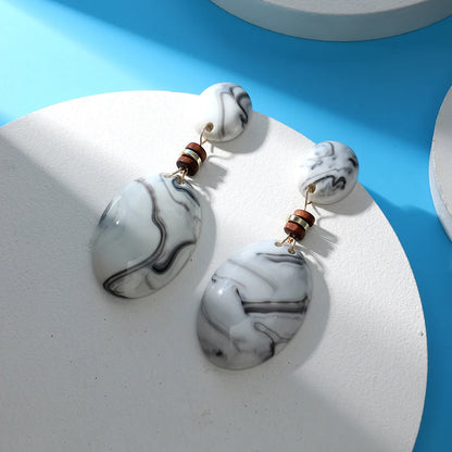 1 Pair Casual Vacation Oval Synthetic Resin Drop Earrings