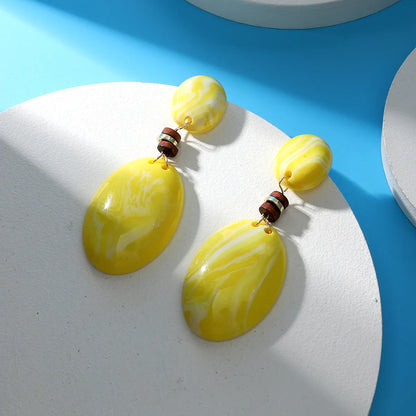 1 Pair Casual Vacation Oval Synthetic Resin Drop Earrings