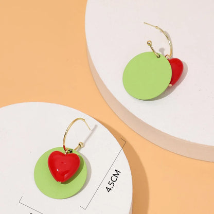 1 Pair Casual Vacation Pastoral Heart Shape Synthetic Resin Alloy Drop Earrings