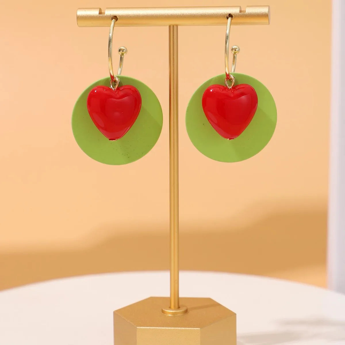 1 Pair Casual Vacation Pastoral Heart Shape Synthetic Resin Alloy Drop Earrings