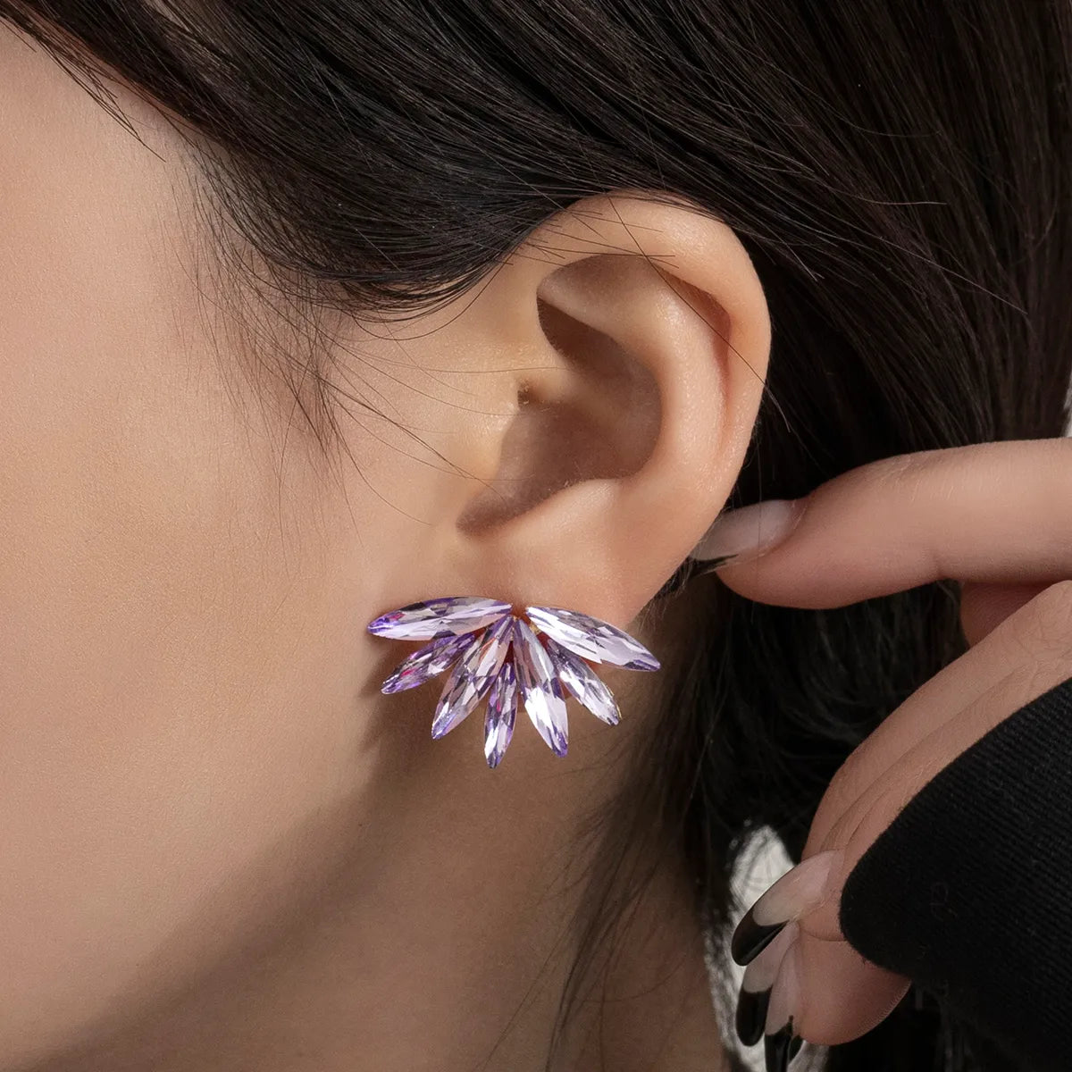 1 Pair Casual Vacation Plant Plating Inlay Alloy Rhinestones Glass Drop Earrings